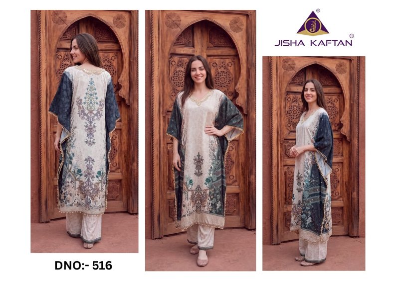 Kaftan Co Ord Set With Necklace Vol 3 By Jisha Poly Feather Silk Co Ord Kaftan 